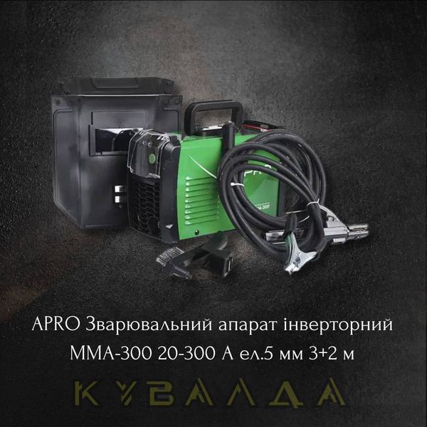 APRO Зварювальний апарат інверторний MMA-300 20-300 А ел.5 мм 3+2 м 894531 фото